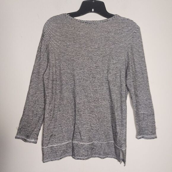 EUC Lilla P Black & White Striped 3/4 Sleeve Top Casual Pullover Sweater Size S - Picture 6 of 11